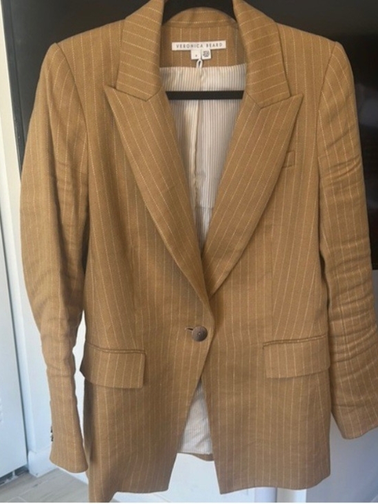 Veronica Beard Jackets & Blazers - Veronica Beard Mustard-Tan Pinstripe Dickey Jacket Blazer